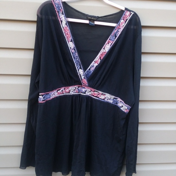 Lane Bryant 26/28 Sheer Black Empire Waist Top - Picture 1 of 7